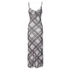 Casual Dresses American Style Pure Desire Low-Cut Sexy Slip Dress Vintage Checkered Printed Slim-Fit Mid Length Long All-Match