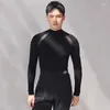 Stage Wear Men Competition Latin Dance Cops Mangas largas Bodysuit de cuello negro Alto Adult Chacha Rumba Ropa de salón DNV19439