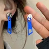 Dangle Ohrringe blaue Farbe Reißverschluss Drop für Frauen Mädchen Mode Gothic Punk kreatives Design Lustiges Schmuckparty Geburtstagsgeschenke
