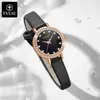 Armbandsur Taxau Original Diamond Elegant Quartz Watch for Women Leather Strap Luxury Ladies Waterproof Best Selling Lady Wrist D240417