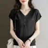 T-shirts pour femmes Summer coréen en V V glacons de glace Pullover Fashion Fashion T-shirt Button Splice Casual Polyday