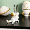 Astronaut Pen Holder Round Pen Holder Storage Pencil Holder Spaceman Figurine Statues Ornament Makeup Brush Holder Desk Decor 240408