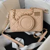 Bolsas de grife mini bolsa de câmera genuína verificação de correntes crossbody ombro de moda feminina com caixa