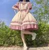 Kläder sätter söta kvinnors lolita op klänning landsbygdsstil japansk harajuku korta ärmar sommar vestidos gotisk cosplay
