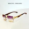 Lunettes de soleil 2024 Fashion Rimlessles sans bois vintage Designer Glass Oulos Gafas de Sol Drop Welcome Deal Dentes