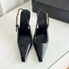 Luxus Slingback Sandalen Stiletto Heels Lederspitze Zehenpumpen Schuhe 10,5 cm Damen High Heel Designer Kleiderschuhe Quadratgröße 35-42