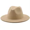 All-Match Wide Brim Fedora Hat For Women Solid Color Wool Felt Hat For Men Autumn Winter Panama Gamble White Jazz Cap 56-61CM 240415