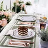 Engångsbeständig servis Fotunning 350st Rose Gold Set - Rimmade plattor Silverware för bröllop (50 gäster)