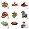 Keychains colhedas 20pcs pvc Keychain fofo de estilo mexicano Cactus alimento bebida que chaveiro por atacado Titular Chain de chave personalizada para Man Bolsa Acessório D240417