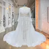 Hire Lnyer Scalloped Neck Long Sleeve Lace Up Back Sparkly Beads Crystal Sequins Shiny Plus Size A-Line Wedding Dresses