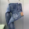 Concepteur de jeans masculin concepteur de haute qualité imprimé de haute qualité lavé de saison de saison masculin polyvalent élastique élastique slim slim pantalon droit de jambe droite