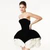 Party Dresses Pretty 3D White Rose Flower Short Women Maxi till axellösa A-Line Mini Black Floral Formal Dress