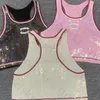 Sexy Sequin Tank Tops Womens Designer Knit Sleeveless Crop Tops Round Neck Slim Sports Camisole