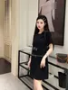 New short round waist chain T-shirt war horse embroidery logo new sleeve collar dress waist pull-down detachable one-piece two-wear women's clothing