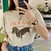 Hoogwaardige Mardi Sausage Dog korte mouwen brief bedrukt t-shirt voor vrouwen en koppels losse katoenen ronde nek voor zomer heren louies vuttion 237