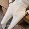 Ternos masculinos 2024 Cor sólida Slim Fit Suit Pants Men Men Versátil Vestido Casual de Empresa Casual Escritório Social Streetwear 28-36