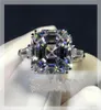 Cluster Anneaux Handmade Asscher Cut 6ct Lab Lab Diamond Ring 925 Sterling Silver Bijou Engagement Band de mariage pour femmes Bridal Party J3539063