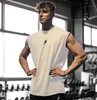 Gym Summer Fitness Sports Tank för män andningsbar fukt absorberar lös träning ärmlös snabb torkning kam axel kort ärmskjorta