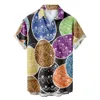 Men's Casual Shirts Happy Easter Day Men Women Hawaiian Shirt 3D Egg Printed Cuban Collar Button-Down Short Sleeve Tops Street 24416