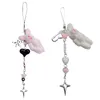 Keychains Strap de chaîne de téléphone en peluche Heart Star Star Per perle Cléchette en alliage Charme Cheard Lanyard For Women Bag Ornement