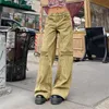 Women's Pants Straight Work For Women Relaxed Fit Baggy Clothes Solid Color Multi Packets Trousers Female Vintage Style Girls
