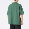 Erkekler sıradan gömlekler erkek Çin vintage moda gevşek kısa kollu stant yaka yaz artı boy bluz adam camisa