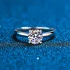 Bagues de fiançailles certifiées pour femmes 1CT 2CT Round Brilliant Lab Diamonds Band de mariage Sterling Silver Fine Jewelry 240417