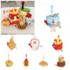 Plush Keychains Hamburg Bread Plush Pendant Hot Dog Croissant Instant Noodles Key Chain Key Buckle French Fries Plush Doll Toy Decoration Y240415