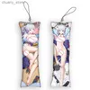 سلاسل المفاتيح Lanyards 4x12cmkamisato Ayaka mini dakimakura keychain anime genshin refact 2 print print pendant cute otaku bag bag bag bag bag y240417