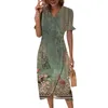 Lässige Kleider Strand für Frauen drucken elegante Wrap v Hals Boho Dress Flowy Ruched Hawaiian Maxi Vestido Elegante Feminino Luxo