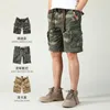 Herenbroek camouflage katoen shorts met riem voor mannen zwaargewicht Amerikaanse werkkleding casual half mannelijk vintage multi pocket 2024 zomer