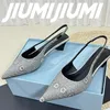 Dress Shoes S JIUMIJIUMI Handmade Woman Pointed Toes Shallow Slingbacks Pumps Solid Concise Mules Slik Elastic Band