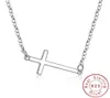 Dainty Real 925 Sterling Silver Silver Sideways Cross Necklace Simple Cructix Neckless 유명인 영감 보석 SN011 Choke5208977