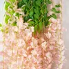 12pcs Wisteria artificielle fleurs suspendues garantie de mariage pour la maison décoration de jardin vigne rotin fausse fleur de fleur