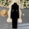 Casual Dresses Seoulish Autumn Winter Twist Women's Wrap Knitted Long Sleeve Sheath Knitwear Office Bodycon Dress Female 2024