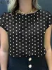 Summer Tunic Tops Zanzea Women Short Sleeve Polka Dots Blouse Work Holiday Shirt Casual O Neck Blusa Female Chemise Mujer 240403