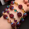 Charm Bilezikler Doğal Şarap Garnet Tianhe Stone Topaz Lavanta Ametist ile Yuvarlak Bilezik Kadınlar İçin