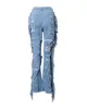 Jeans femminile femminile con cerniera strappata pantaloni a fagare a tutta lunghezza femminile High Street Aumenta i pantaloni 2024