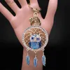Keychains Lanyards Animal Owl Dream Catcher Key Chain for Women Rhinestone Metal Gold Color Dreamcatcher Keychain Bag Accessories Jewelry K9034S01 Y240417