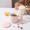 Tasses brèves tasse en céramique avec couvercle et cuillère petit-déjeuner au lait tasse de bureau de bureau à la maison à la maison en porcelaine en gros drop