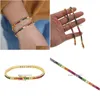 Bracelet Bangle 2022 Bracelet de baguette arc-en-ciel de haute qualité pour femmes PAVED CARY AAA CZ LUXE LUXE POUR LE LUXE POUR LE LURME BIELLOGE DE BIJELRES DU DHHZ3