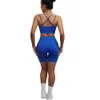 Tracksuits voor dames 2 PCS Yoga Set Gym Set Women Yoga Shorts Crop Top Sport Bra Mouwloze lopende trainingen Outfit Fitness Naadloze Gym Suits Mujerl2403