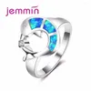 Klusterringar Multicolour Fish Ring 925 Sterling Silver Color with S925 Marked on Engagement Jewerly for Women