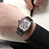 Armbandsur Wine Barrel Spider Web Hollow Automatisk mekanisk klocka Herr Tourbillon tvåvägs vattentät lysande lysande