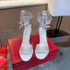 Rene Caovilla Heels Womens Sundals Summer Fashion Massion Rhinestone High Heel Sandals Luxury Fruction Pumps Pumps أعلى جودة كبيرة الحجم EU34-43