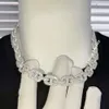 Mode sieraden Moissanite White Gold Cuban Link Chain Hip Hop Trend Party 925 Sliver ketting