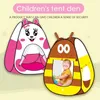 Cartoon Animal Pointy Tent Cute Pattern Tent Portable Folding Pop Up Mosquito Net Camping Play House Indoor Outdoor Toy Gift 240415