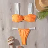 Kadın Mayo V-Pattert Pleated Bikini Yukarı Mayo Geniş Kayışlar Yüzme Yüzerleri Y2K Trend Kadınlar 2 Parlak Beach Luxury Thong Tatil Banyo
