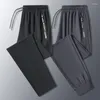 Męskie spodnie Summer Ice Silk oddychający swobodny trend mody rozciągnij niskie proste nogi duże rozmiary młodzieżowe dresowe presje 8xl