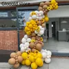 142st Lemon Yellow Balloon Garland Arch Kit Sand White Khaki Balloons For Kids Baby Shower Wedding Birthday Party Decorations 240410